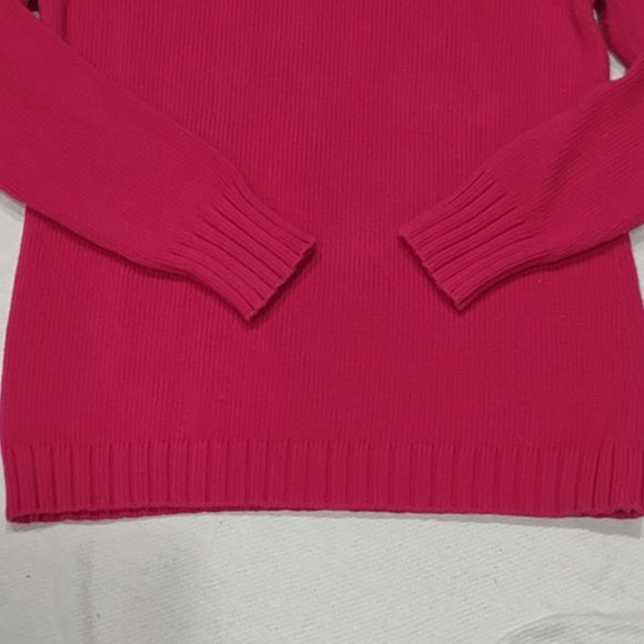 TALBOTS FUCHSIA HOT PINK SPLIT COLLAR BUCKLE DETAIL PULLOVER WOMEN'S SIZE M - Picture 2 of 9
